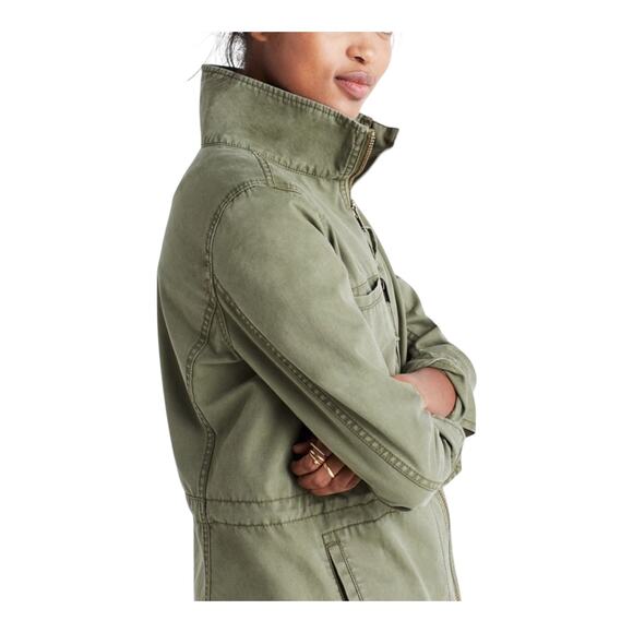 Madewell Fleet Jacket Women’s Green Military Field Zip Utility Cotton Pockets S - Picture 8 of 16